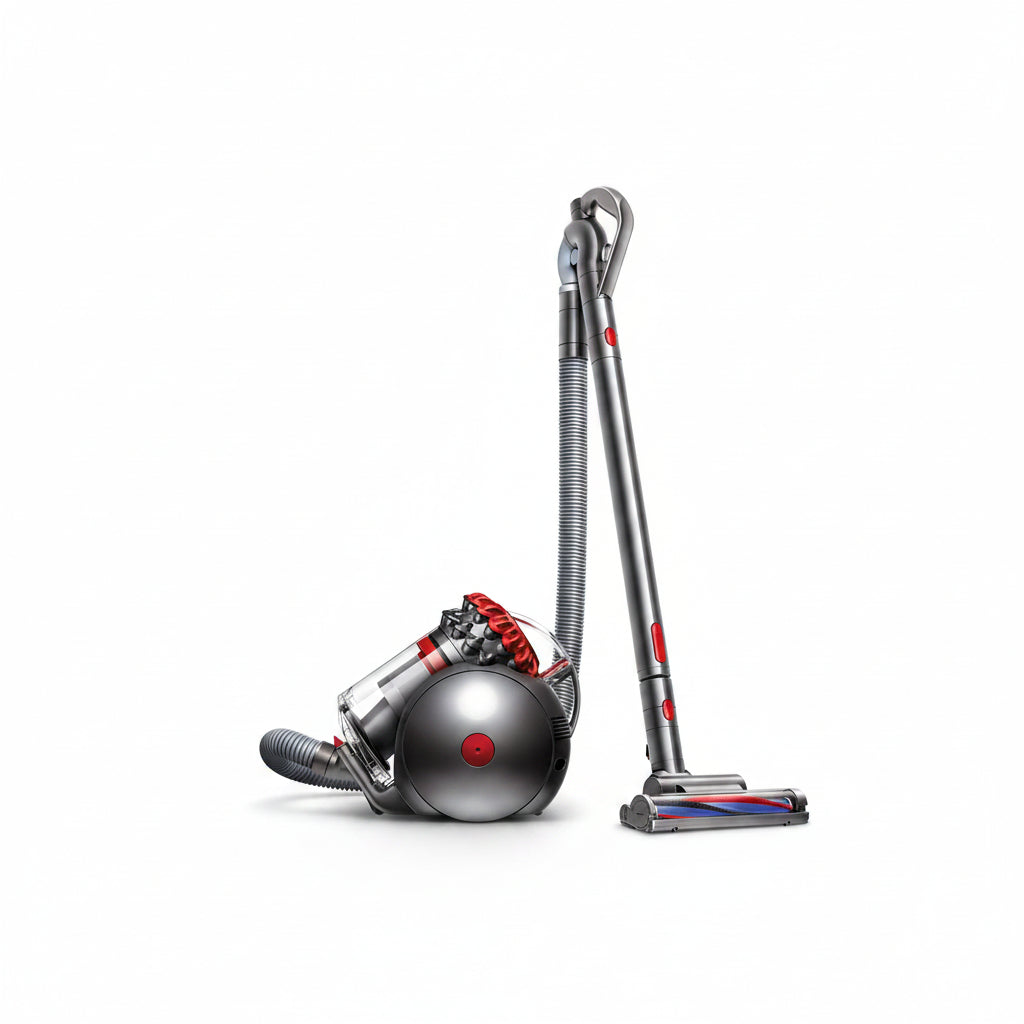 Cylindrical vacuum cleaner on a white background