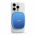 Blue SanDisk device attached to a smartphone on a white background